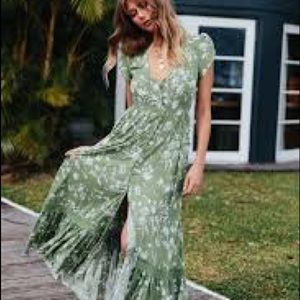 New Moss Green Floral Maxi Dress 
From Australia